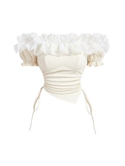 off-shoulder white top