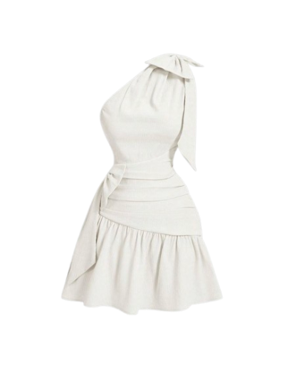 white one-shoulder dress